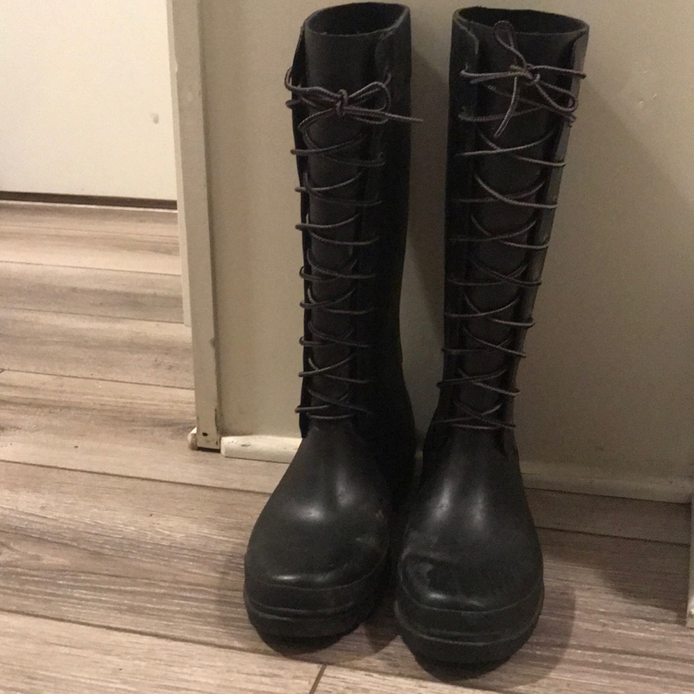 Timberland Lace Up Rainboots in Black